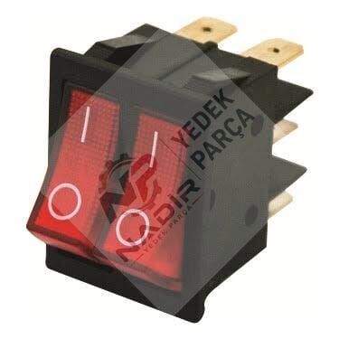 2 li Işıklı 6 PIN Of /On Buton Anahtar 16A