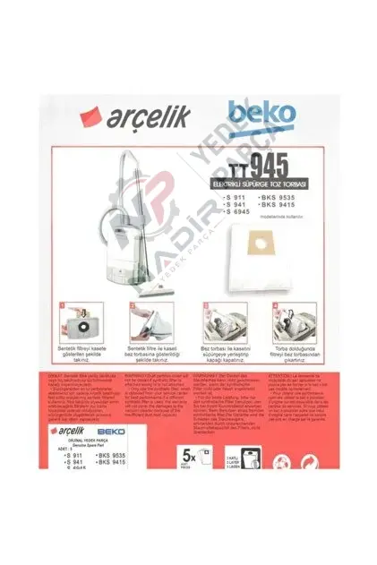 Arçelik S 6945 Süpürge 5 Adet Toz Torbası
